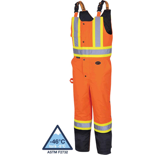 5040BB Waterproof Quilted Bib Pants, Polyester, X-Small, Black/High Visibility Orange Mukwa Safety Services