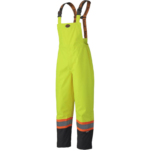 5405 300D Trilobal Ripstop Waterproof Bib Pants, Polyester, X-Small, High Visibility Lime-Yellow Mukwa Safety Services