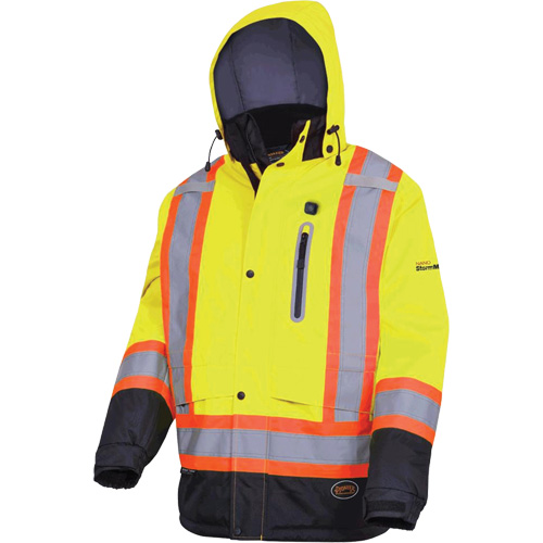 5408 Waterproof Heated Insulated Jacket, Men's, Small, High Visibility Lime-Yellow Mukwa Safety Services