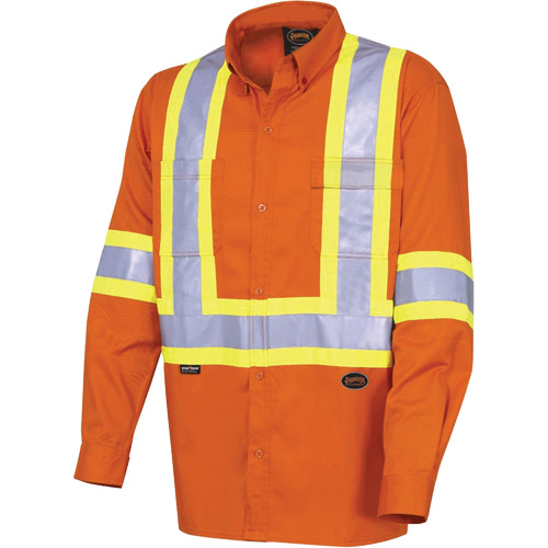 4441 Ultra-Cool Long-Sleeved Safety Shirt, Cotton, Small, High Visibility Orange Mukwa Safety Services