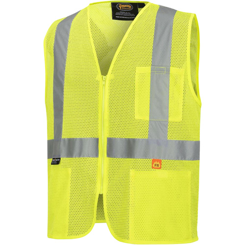 6944 FR Safety Vest, High Visibility Lime-Yellow, Small, Polyester Mukwa Safety Services
