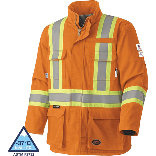 5533 Manteau de s&eacute;curit&eacute; ignifuge, Petit, Orange haute visibilit&eacute;, 58 cal/cm² Mukwa Safety Services