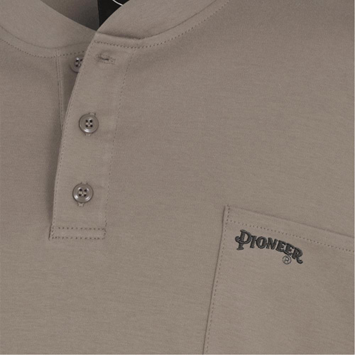 331 Chandail Henley en tricot interlock ignifuge, Petit, Beige Mukwa Safety Services