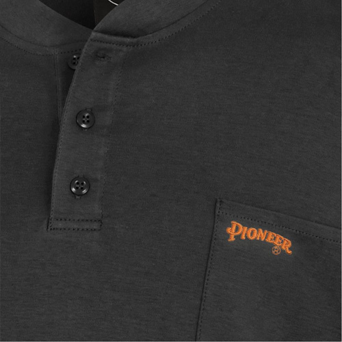 332 Chandail Henley en tricot interlock ignifuge, Petit, Noir Mukwa Safety Services