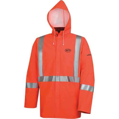 576J High-Visibility FR Rain Jacket, Small, High Visibility Orange Mukwa Safety Services
