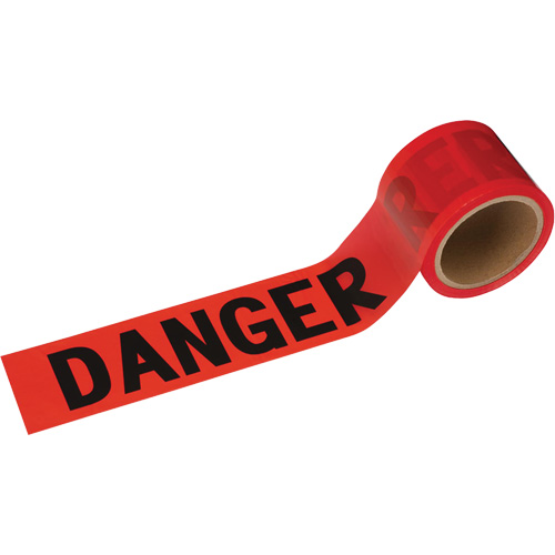 388 Danger Tape, Bilingual, 3" W x 200' L, 1.5 mils, Black on Red Mukwa Safety Services