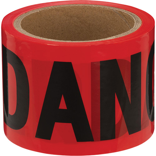 388 Danger Tape, Bilingual, 3" W x 200' L, 1.5 mils, Black on Red Mukwa Safety Services