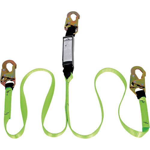 SA-54000-4 Shock Absorbing Lanyard, 4', Snap Hook Center, Snap Hook Leg Ends, Polyester Mukwa Safety Services
