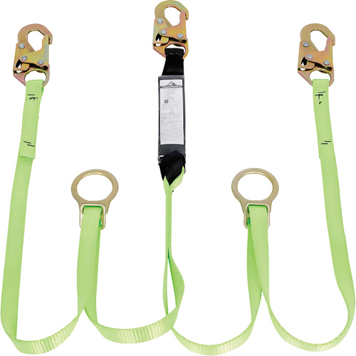 SA-54055-6 Shock Absorbing Lanyard, 6', Snap Hook Center, Snap Hook Leg Ends, Polyester Mukwa Safety Services