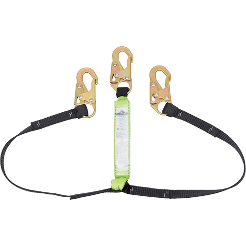 SA-64000-6 Shock Absorbing Lanyard, 6', Snap Hook Center, Snap Hook Leg Ends, Polyester Mukwa Safety Services