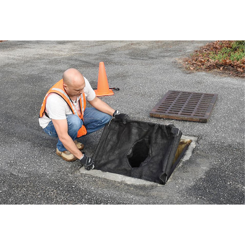Square Ultra-Drain Guard&reg; Catch Basin Insert with Overflow Port, Oil & Sediment, 16" - 28" L x 20" - 36" W Mukwa Safety Services