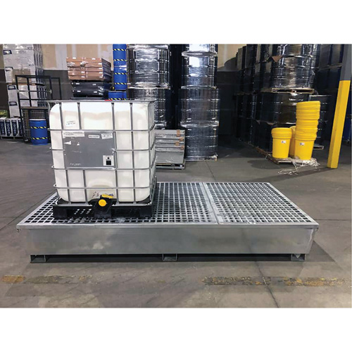 Ultra-Twin IBC Spill Pallet en acier, Capacit&eacute; de d&eacute;versement 370 gal. US, 103,8" x 26,8" x 51,1" Mukwa Safety Services