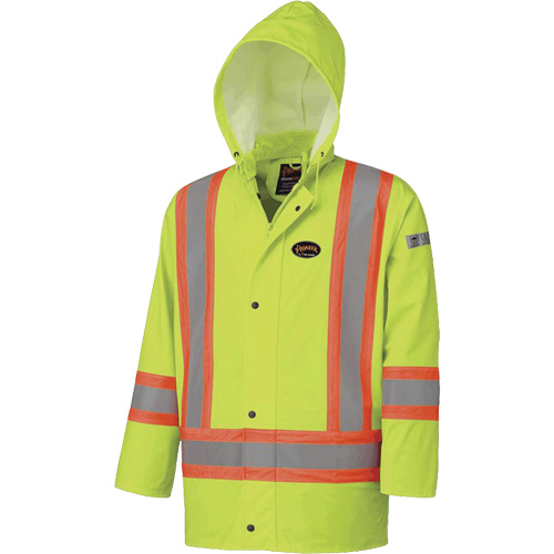 5894 Veste imperm&eacute;able r&eacute;sistant &agrave; la flamme, 2T-Grand, Jaune lime haute visibilit&eacute; Mukwa Safety Services