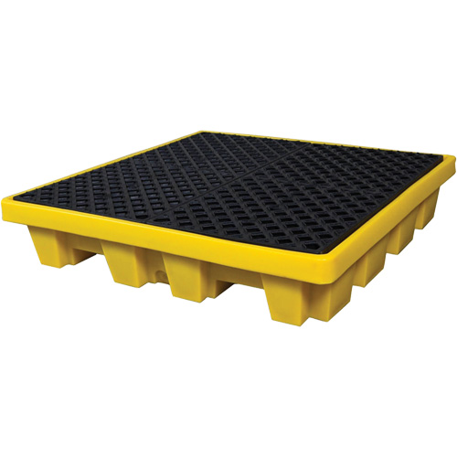 Ultra-Spill Pallet emboitable, 4 barils, Capacit&eacute; de d&eacute;versement 66 gal. US, 51" x 51" x 10" Mukwa Safety Services