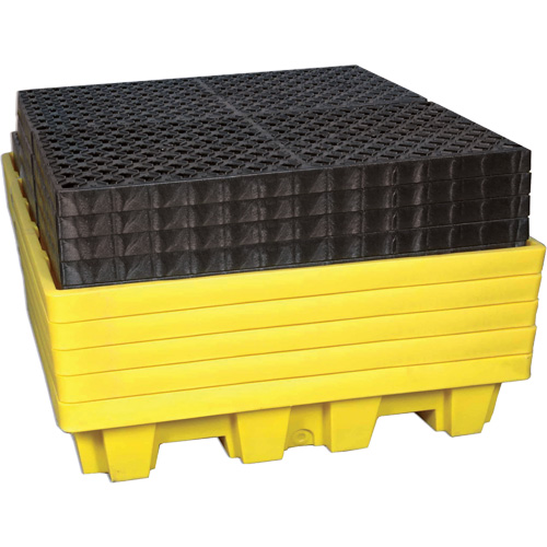 Ultra-Spill Pallet emboitable, 4 barils, Capacit&eacute; de d&eacute;versement 66 gal. US, 51" x 51" x 10" Mukwa Safety Services