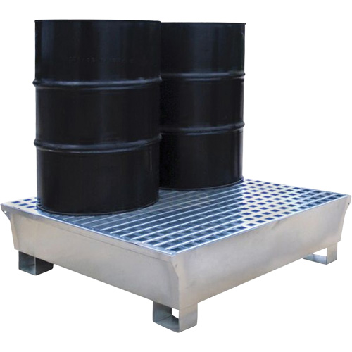 Ultra-Spill Pallet en acier, 2 barils, Capacit&eacute; de d&eacute;versement 68 gal. US, 47,2" x 31,4" x 17,4" Mukwa Safety Services