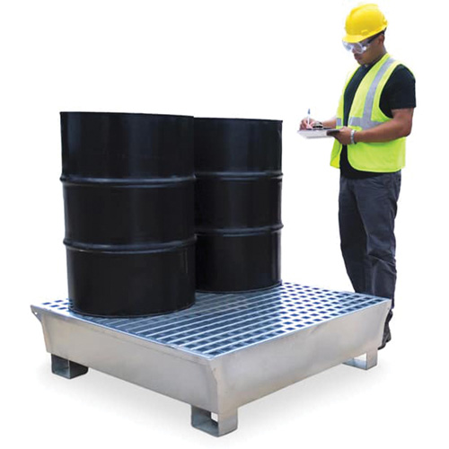 4-Drum Steel Ultra-Spill Pallet&reg;, 68 US gal. Spill Capacity, 49.1" x 47.1" x 10.9" Mukwa Safety Services