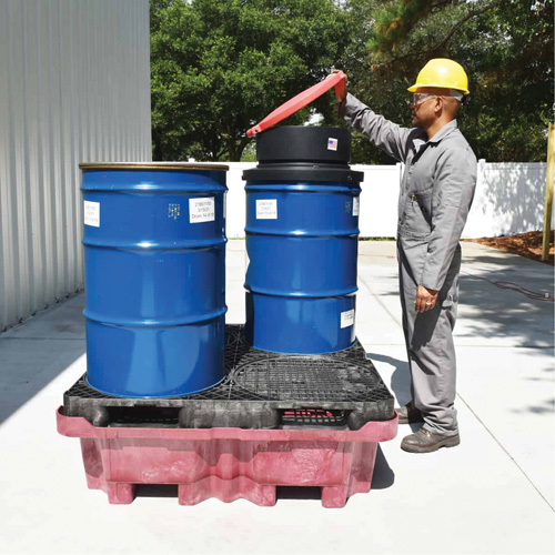 4-Drum Ultra-Spill King&reg; Drum Spill Pallet, 85 US gal. Spill Capacity, 51" x 51" x 17.5" Mukwa Safety Services