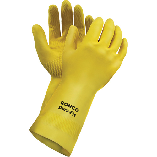 Dura-Fit Reusable Gloves, Size Small/7, 12" L, Latex, Flock-Lined Inner Lining, 20-mil Mukwa Safety Services