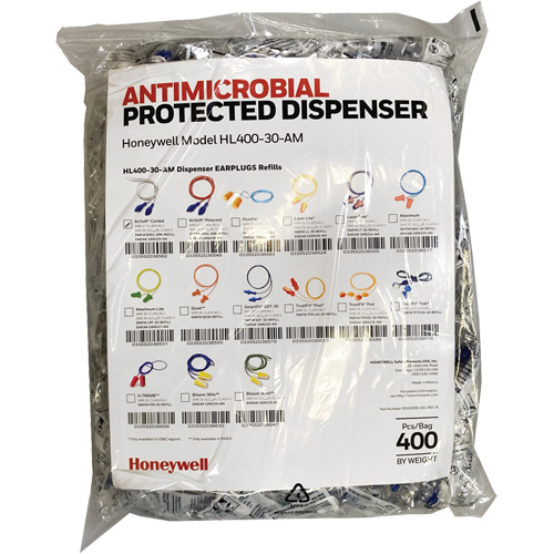AS-30W Earplugs Refill for HL400 Dispenser, Bulk - Polybag, Corded Mukwa Safety Services