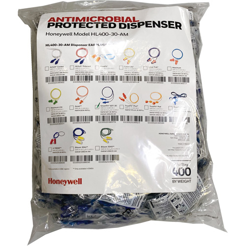 Recharge de bouchons doreille SDT-30 pour le distributeur HL400, Vrac - Sac en poly, Avec cordon Mukwa Safety Services