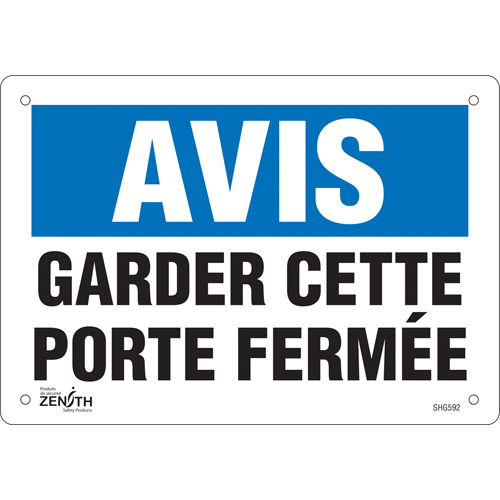 Enseigne  Porte ferm&eacute;e , 7" x 10", Vinyle, Français Mukwa Safety Services