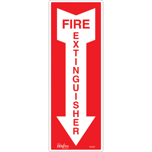 Enseigne Fire Extinguisher, 5" x 14", Vinyle, Anglais avec pictogramme Mukwa Safety Services