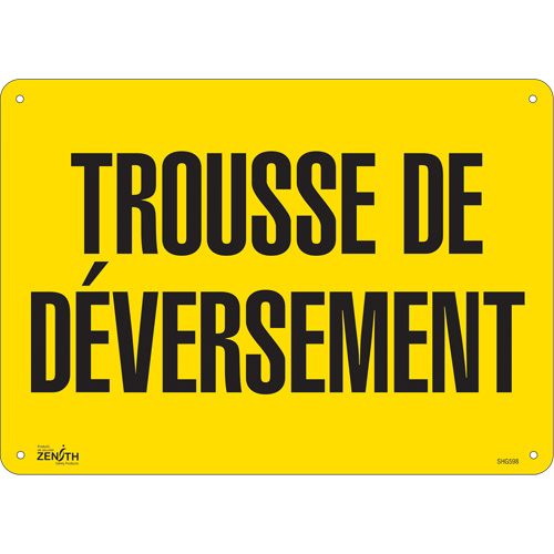 "Trousse de d&eacute;versement" Sign, 10" x 14", Plastic, French Mukwa Safety Services