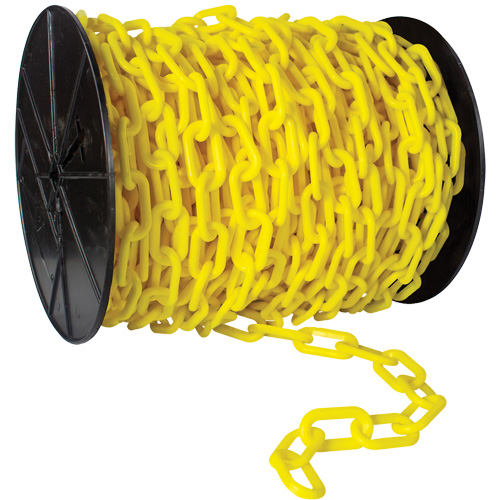 Chaîne de s&eacute;curit&eacute; en plastique robuste, Vert, Maillon de 2", 120' de long Mukwa Safety Services