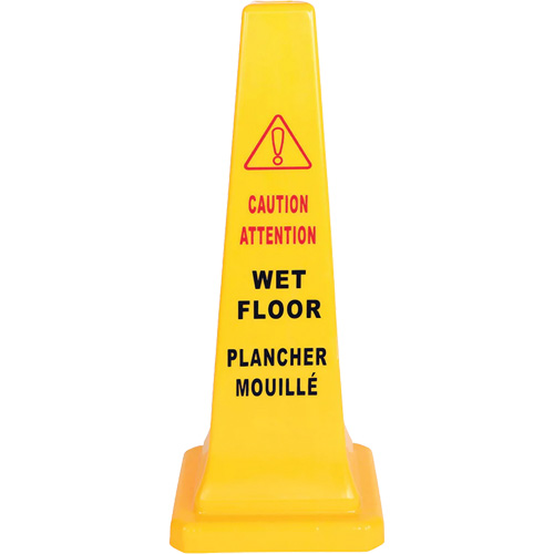 C&ocirc;ne d'avertissement de plancher mouill&eacute;, Bilingue avec pictogramme Mukwa Safety Services