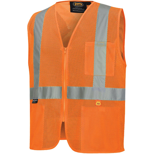 6943 Flame-Resistant Mesh Safety Vest, High Visibility Orange, Small, Polyester Mukwa Safety Services