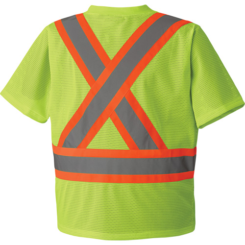 5993P Mesh Safety T-Shirt, Polyester, Small, High Visibility Lime-Yellow Mukwa Safety Services