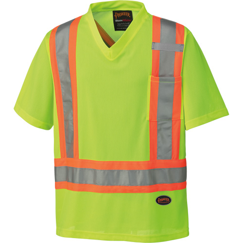 6989 Traffic Micro Mesh T-Shirt, X-Small, High Visibility Lime-Yellow Mukwa Safety Services