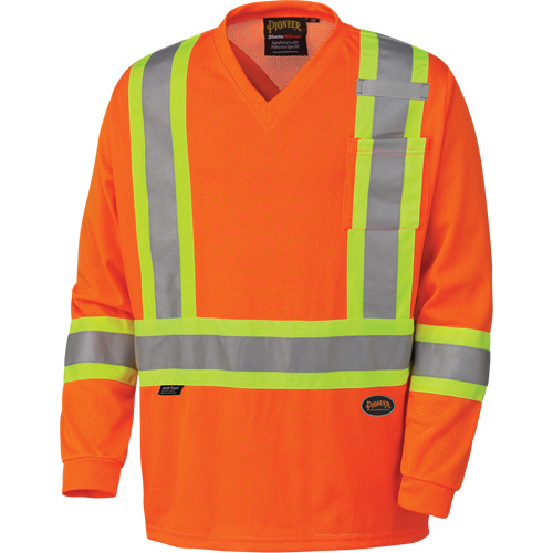 6984 Traffic Micro Mesh Long-Sleeved Safety Shirt, Small, High Visibility Orange Mukwa Safety Services