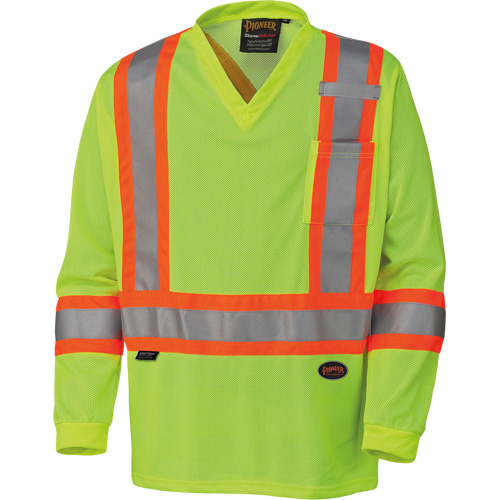 6985 Traffic Micro Mesh Long-Sleeved Safety Shirt, Small, High Visibility Lime-Yellow Mukwa Safety Services