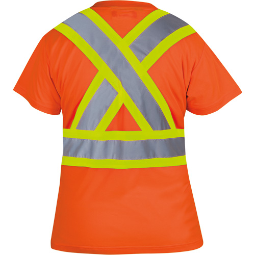 6948 Women's Bird's-Eye Safety T-Shirt, Polyester, X-Small, High Visibility Orange Mukwa Safety Services