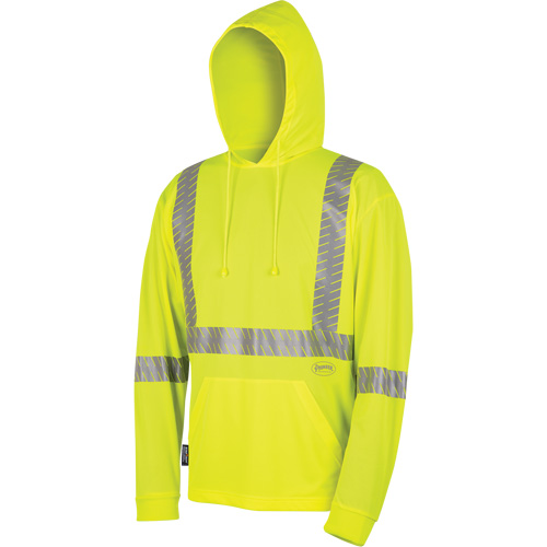 6965 Bird's-Eye Safety Hoodie, Small, High Visibility Lime-Yellow Mukwa Safety Services