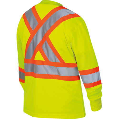 6969 Women's Bird's-Eye Long-Sleeved Safety Shirt, Polyester, X-Small, High Visibility Lime-Yellow Mukwa Safety Services