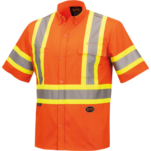 4442 Ultra Cool Short-Sleeved Safety Shirt, Cotton, Small, High Visibility Orange Mukwa Safety Services