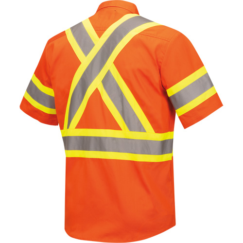 4442 Ultra Cool Short-Sleeved Safety Shirt, Cotton, Small, High Visibility Orange Mukwa Safety Services