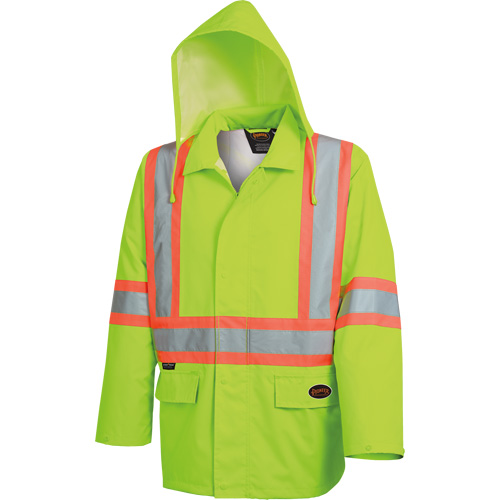 5628 The Rock  Waterproof Safety Jacket, Polyester/Polyurethane, High Visibility Lime-Yellow, Small Mukwa Safety Services
