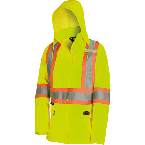 5628W The Rock Women's 300D  Quilted Safety Parka, Polyester/Polyurethane, High Visibility Lime-Yellow, X-Small Mukwa Safety Services