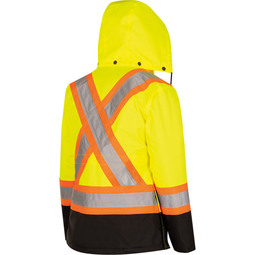 5021BBW Women's  7-in-1 Waterproof Jacket with Hood, Polyester/Polyurethane, High Visibility Lime-Yellow, X-Small Mukwa Safety Services