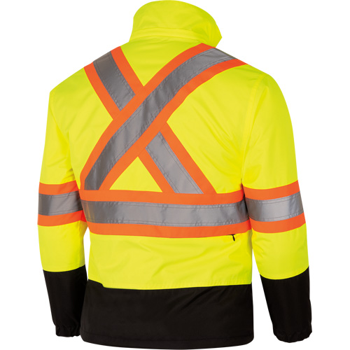 5771 Waterproof Reversible Safety Jacket, Polyester/Polyurethane, High Visibility Lime-Yellow, Small Mukwa Safety Services