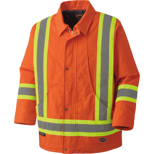 5537A Quilted Duck Safety Parka, High Visibility Orange, Small Mukwa Safety Services