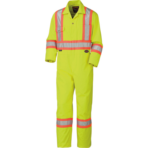5512T High-Visibility Coveralls, 40 (Tall), High Visibility Lime-Yellow Mukwa Safety Services