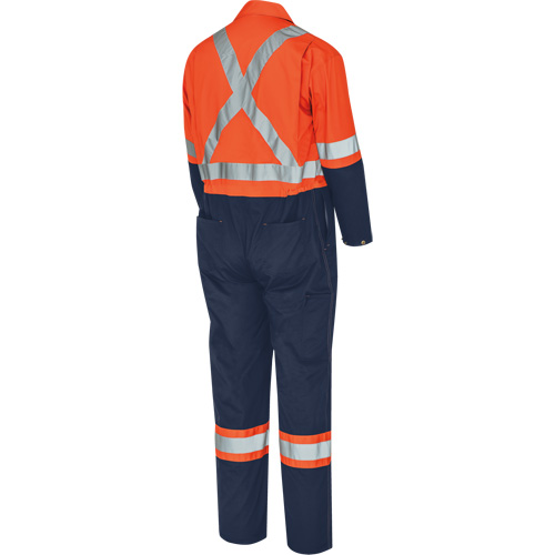 5514BB 2-Tone Safety Coveralls with Zipper Closure, 36, High Visibility Orange/Navy Blue Mukwa Safety Services