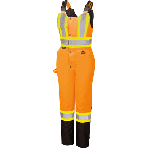 5040BBW Women's High-Visibility Waterproof Safety Overalls, Polyester, X-Small, Black/High Visibility Orange Mukwa Safety Services