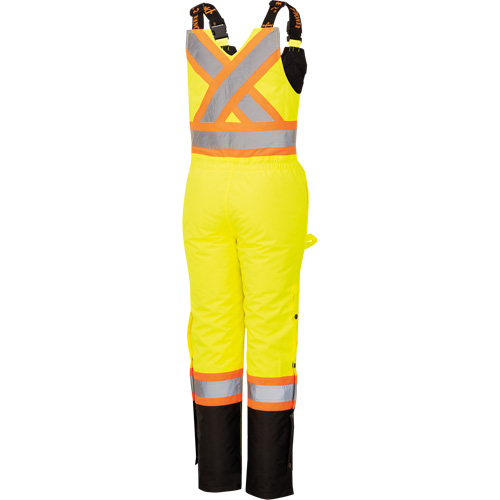 5041BBW Women's High-Visibility Waterproof Safety Overalls, Polyester, X-Small, Black/High Visibility Lime-Yellow Mukwa Safety Services