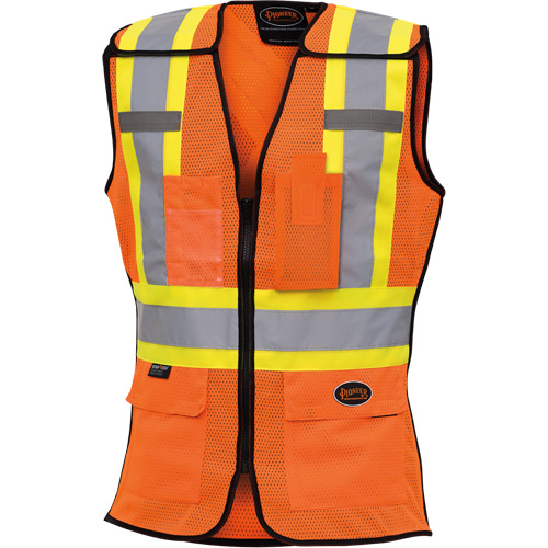 486 Women's High-Visibility Safety Tear-Away Vest, High Visibility Orange, X-Small, Polyester Mukwa Safety Services